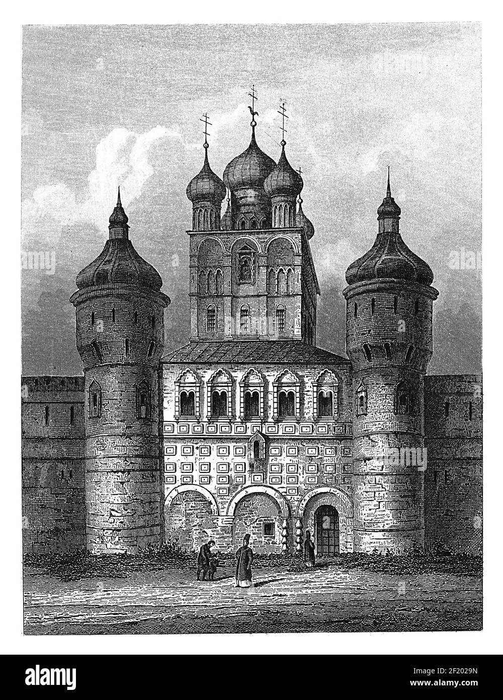 Gravure du XIXe siècle de l'église de Moscou. Publié dans Systematischer Bilder-Atlas zum conversations-Lexikon, Ikonographische Encyklopedie der Wiss Banque D'Images