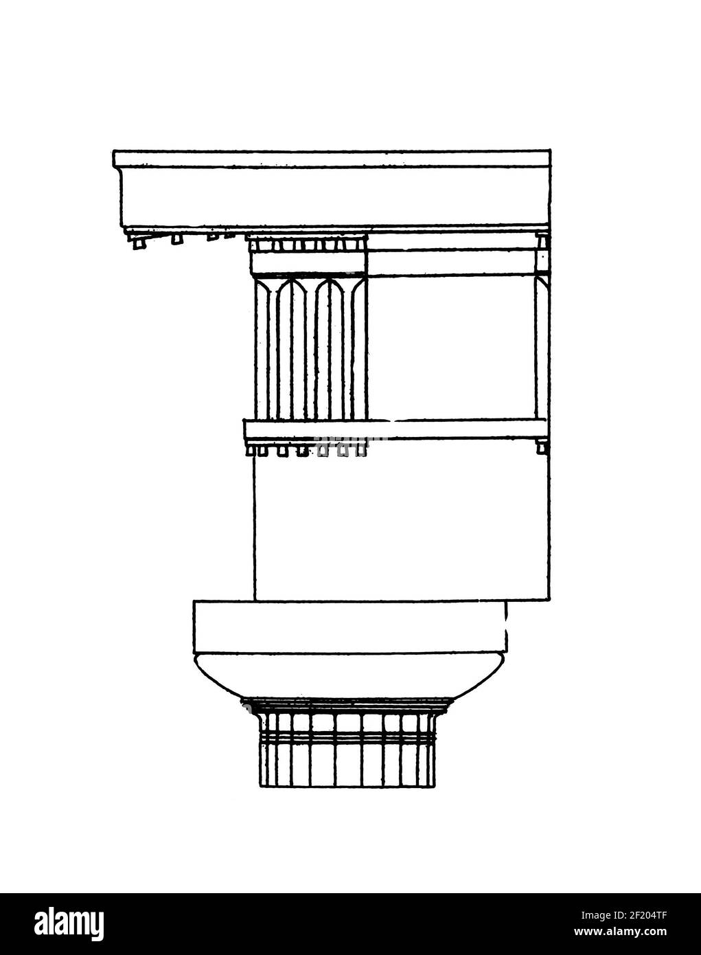 illustration du xixe siècle d'éléments architecturaux anciens. Publié dans Systematischer Bilder-Atlas zum conversations-Lexikon, Ikonographische Encyk Banque D'Images