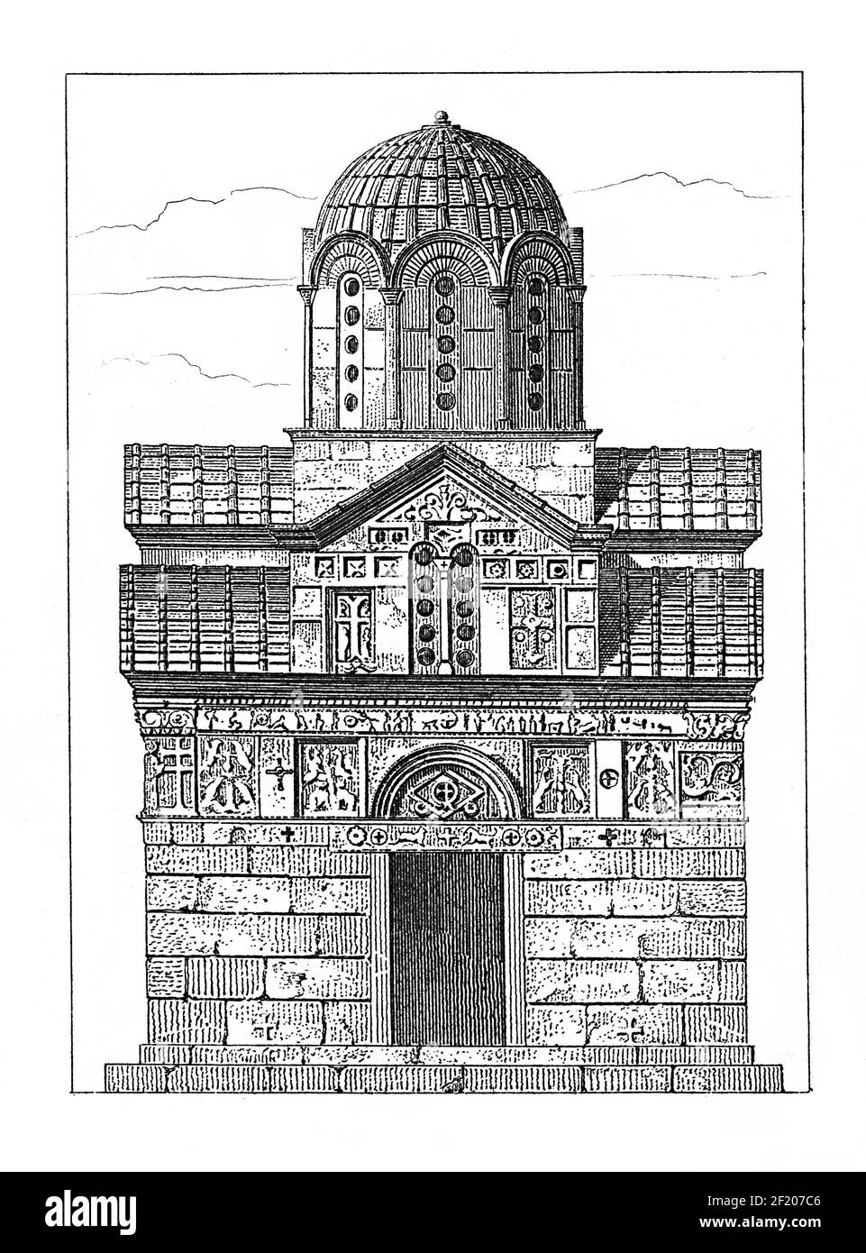 Gravure antique du XIXe siècle de Katholikon. Publié dans Systematischer Bilder-Atlas zum conversations-Lexikon, Ikonographische Encyklopedie der Wi Banque D'Images