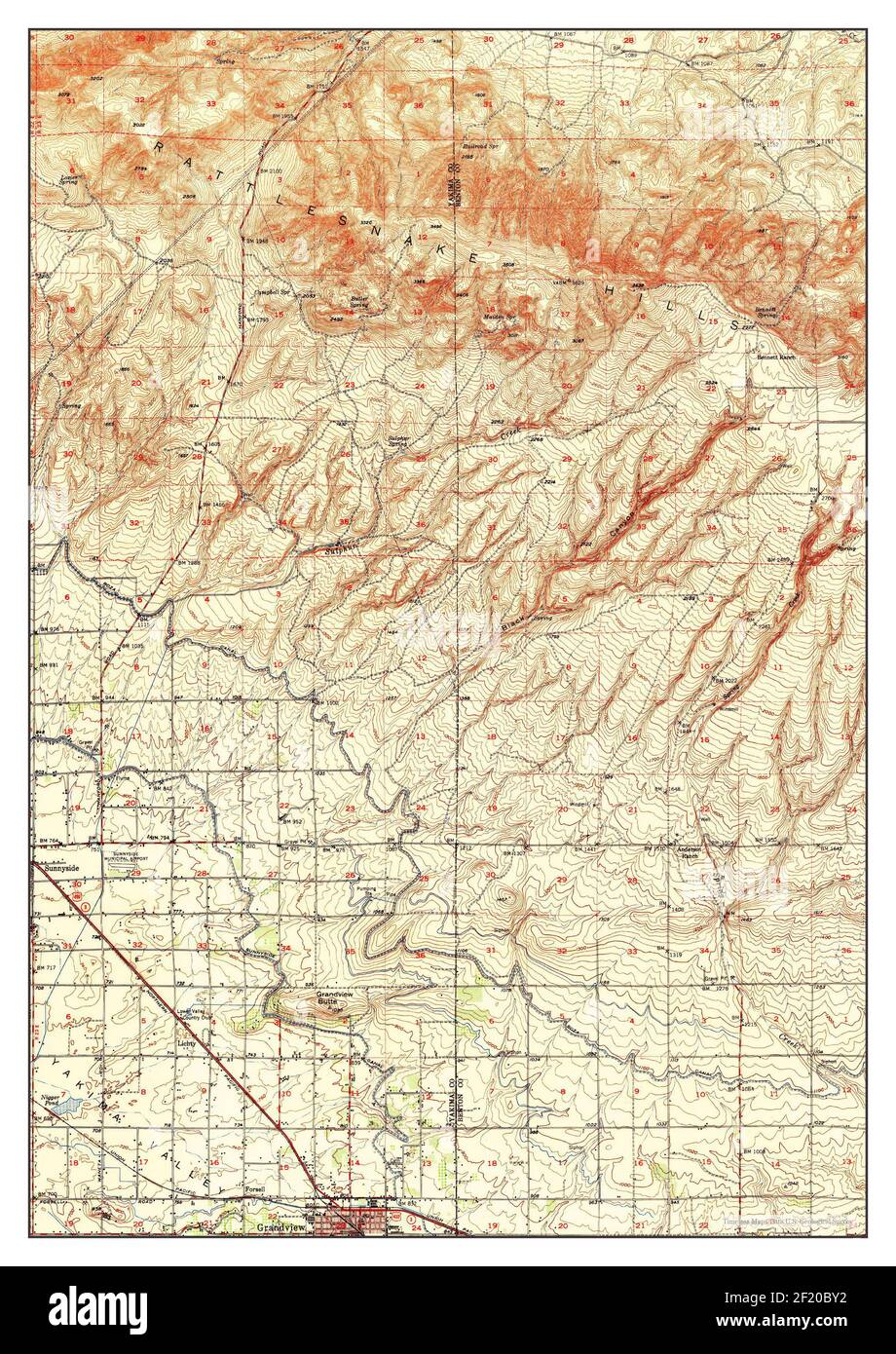 Grandview, Washington, carte 1951, 1:62500, États-Unis d'Amérique par Timeless Maps, données U.S. Geological Survey Banque D'Images