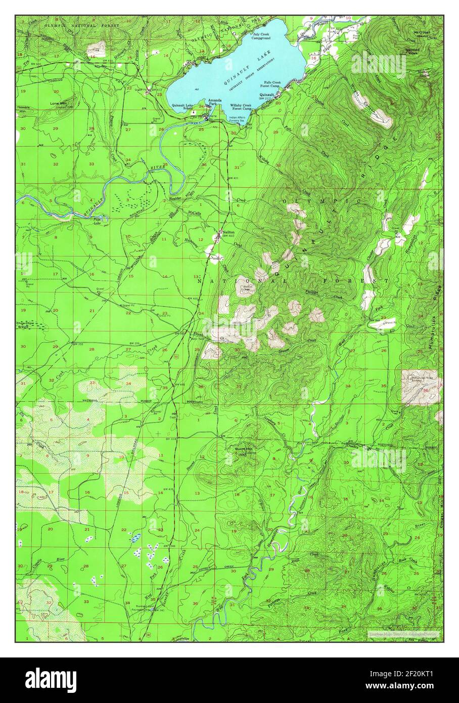 Quinault Lake, Washington, carte 1955, 1:62500, États-Unis d'Amérique par Timeless Maps, données U.S. Geological Survey Banque D'Images