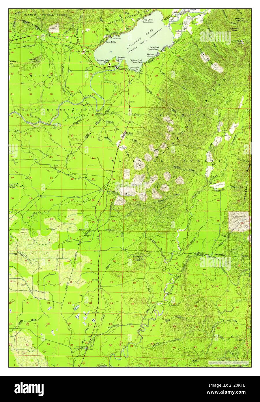 Quinault Lake, Washington, carte 1955, 1:62500, États-Unis d'Amérique par Timeless Maps, données U.S. Geological Survey Banque D'Images