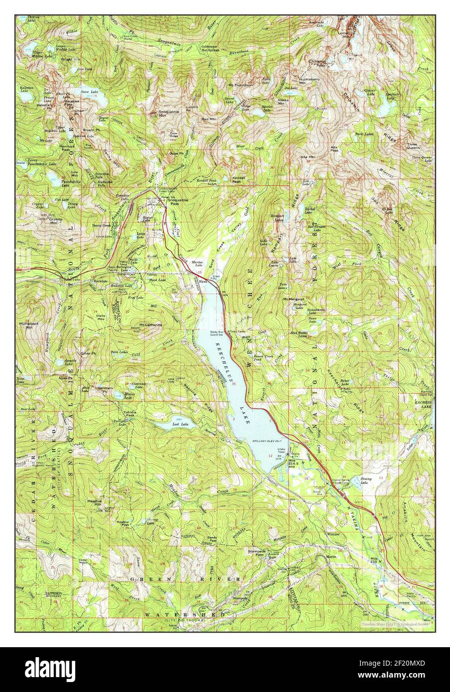 Snoqualmie Pass, Washington, carte 1961, 1:62500, Etats-Unis d'Amérique par Timeless Maps, données U.S. Geological Survey Banque D'Images