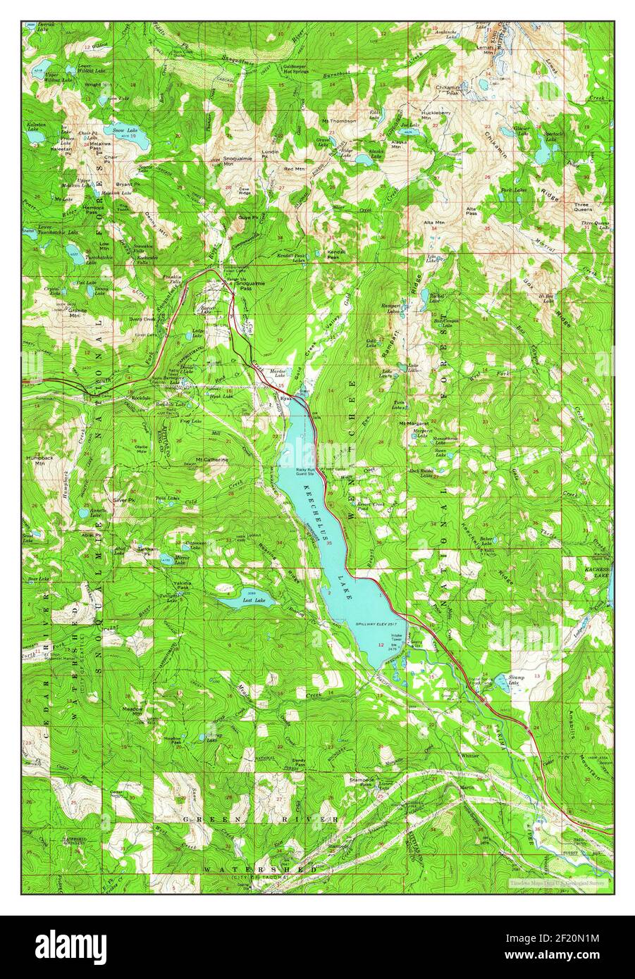 Snoqualmie Pass, Washington, carte 1961, 1:62500, Etats-Unis d'Amérique par Timeless Maps, données U.S. Geological Survey Banque D'Images