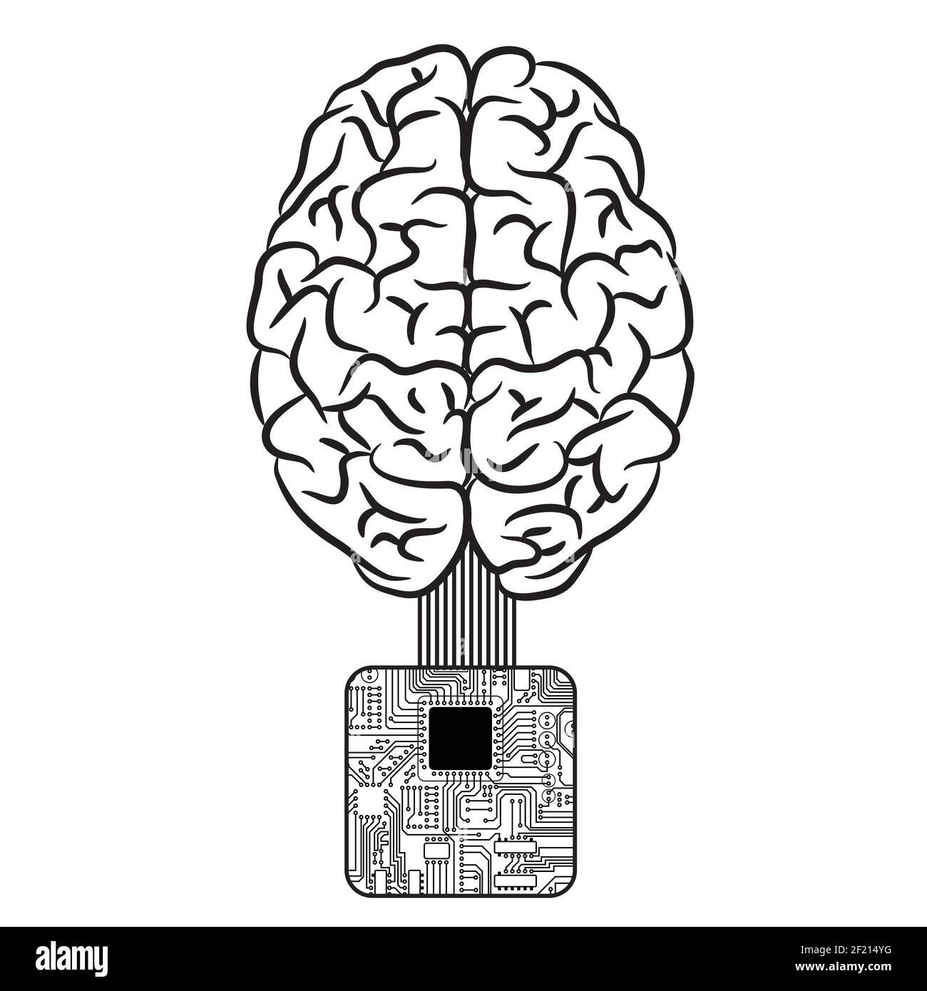 Intégration des puces cérébrales Illustration de Vecteur