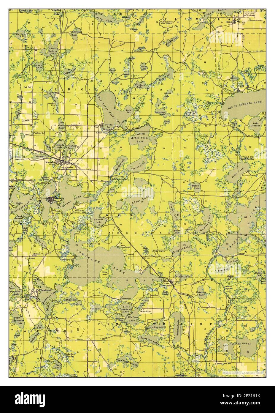 Minocqua, Wisconsin, carte 1949, 1:48000, États-Unis d'Amérique par Timeless Maps, données U.S. Geological Survey Banque D'Images