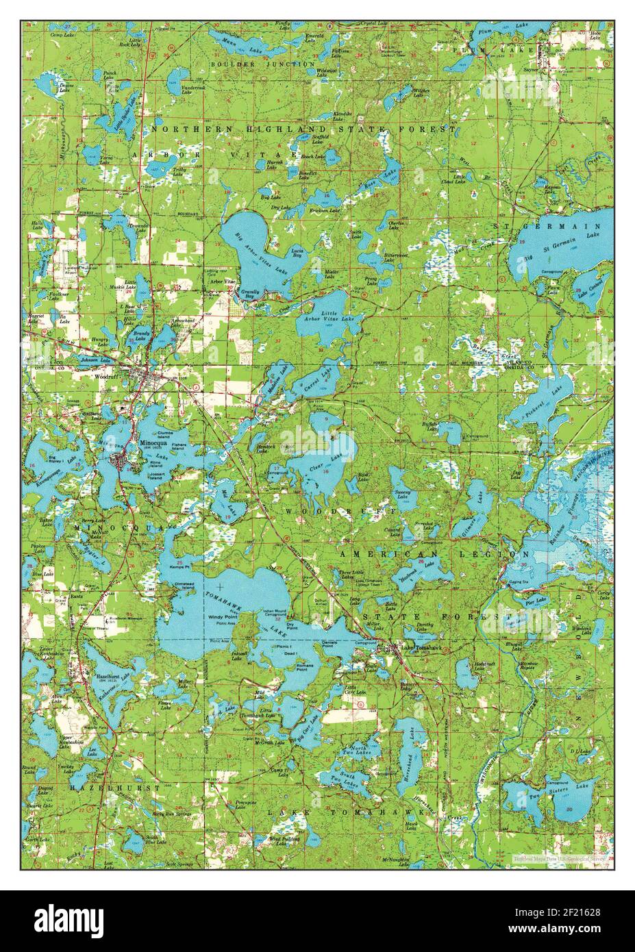 Minocqua, Wisconsin, carte 1966, 1:62500, États-Unis d'Amérique par Timeless Maps, données U.S. Geological Survey Banque D'Images