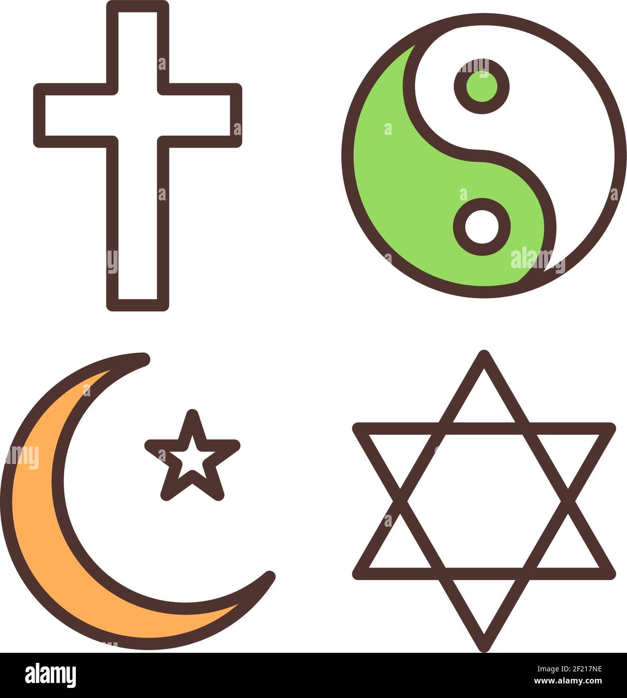 Symboles religieux icône de couleur RVB Illustration de Vecteur