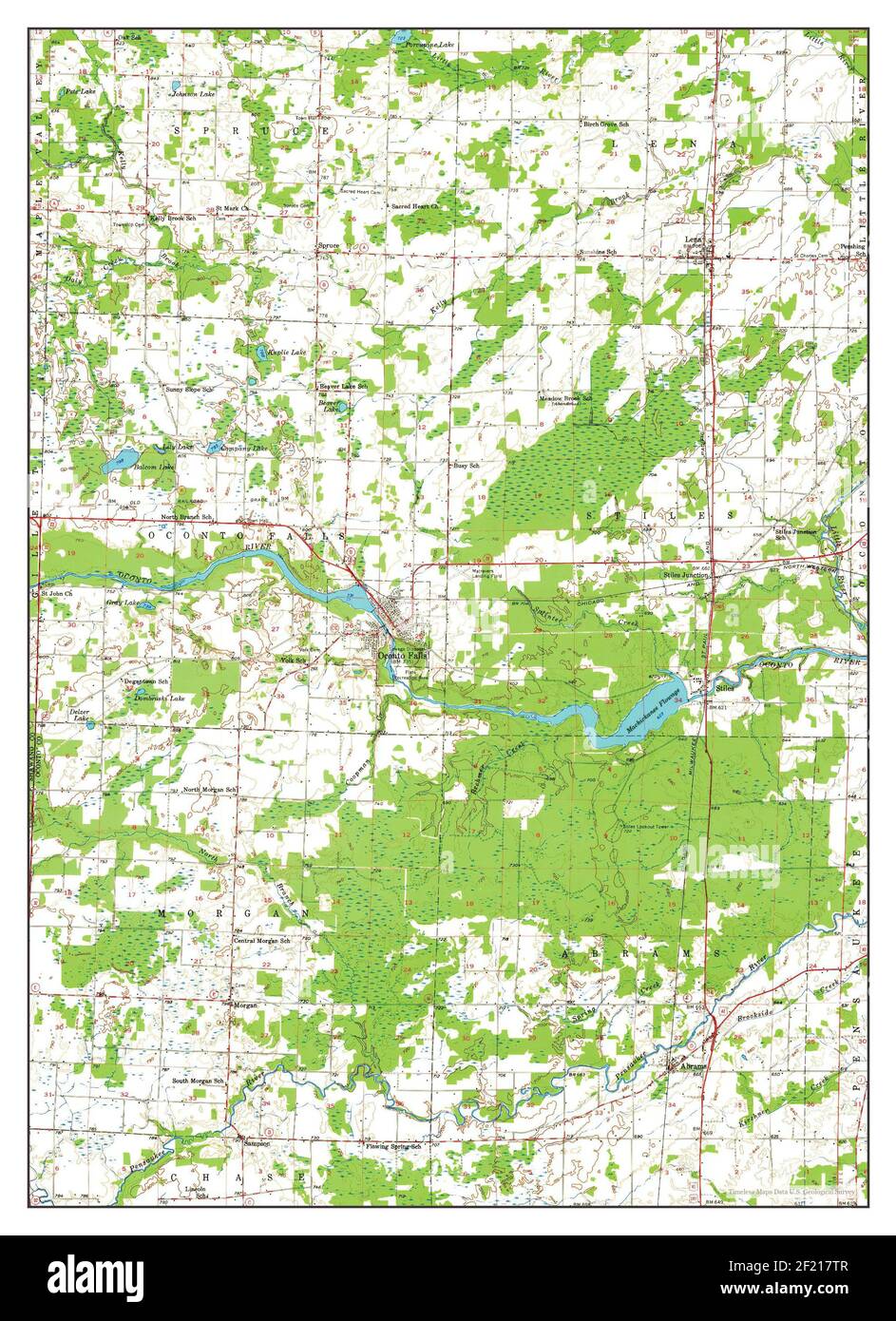 Oconto Falls, Wisconsin, carte 1956, 1:62500, États-Unis d'Amérique par Timeless Maps, données U.S. Geological Survey Banque D'Images