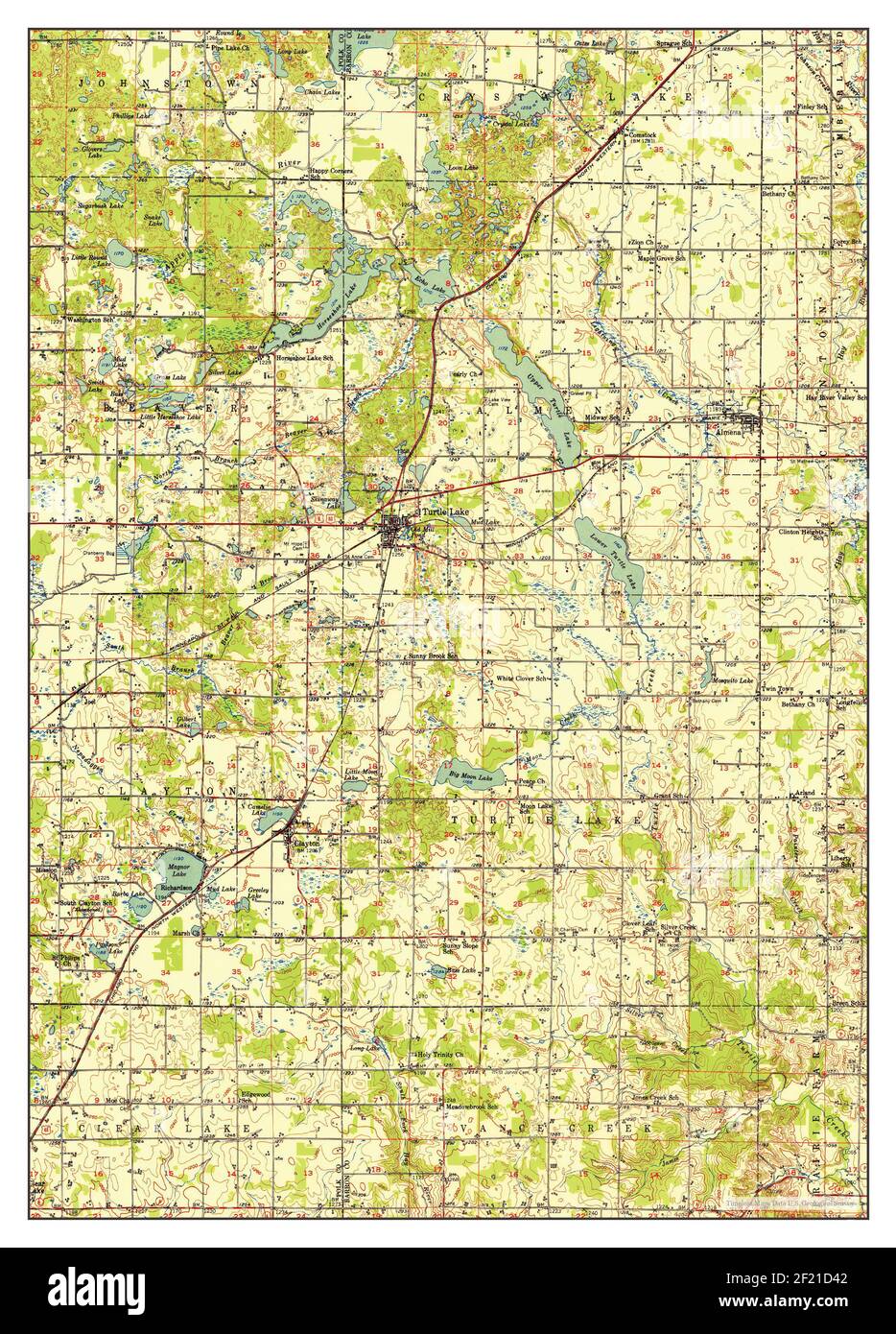 Turtle Lake, Wisconsin, carte 1952, 1:62500, États-Unis d'Amérique par Timeless Maps, données U.S. Geological Survey Banque D'Images