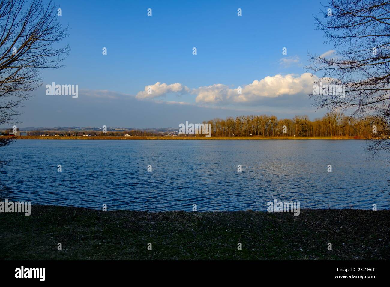 danube en haute-autriche dans la lumière du soir Banque D'Images