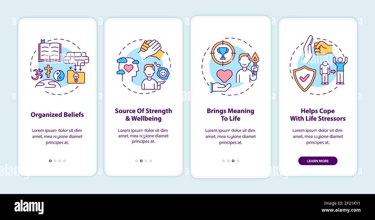L'application mobile d'intégration de la foi religieuse s'affiche sur l'écran avec des concepts Illustration de Vecteur