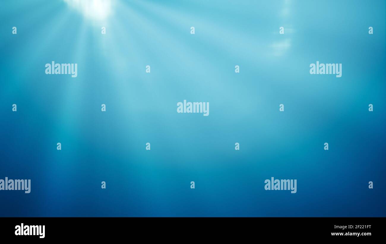 Eau profonde avec lumière de fond de rayons Banque D'Images