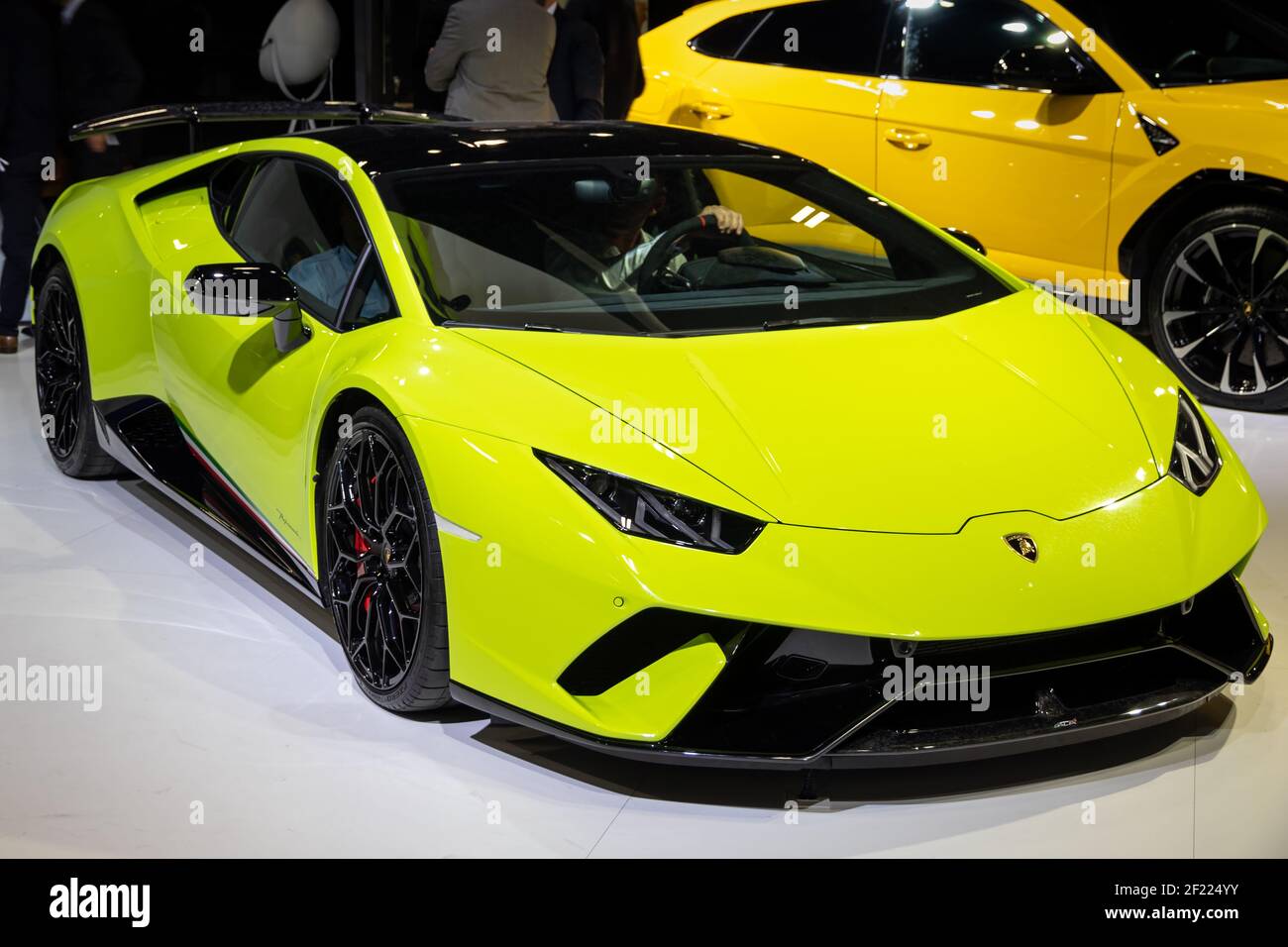 Lamborghini Huracan Performa hypercar au salon de l'automobile de Paris à l'Expo porte de Versailles. France - 3 octobre 2018 Banque D'Images