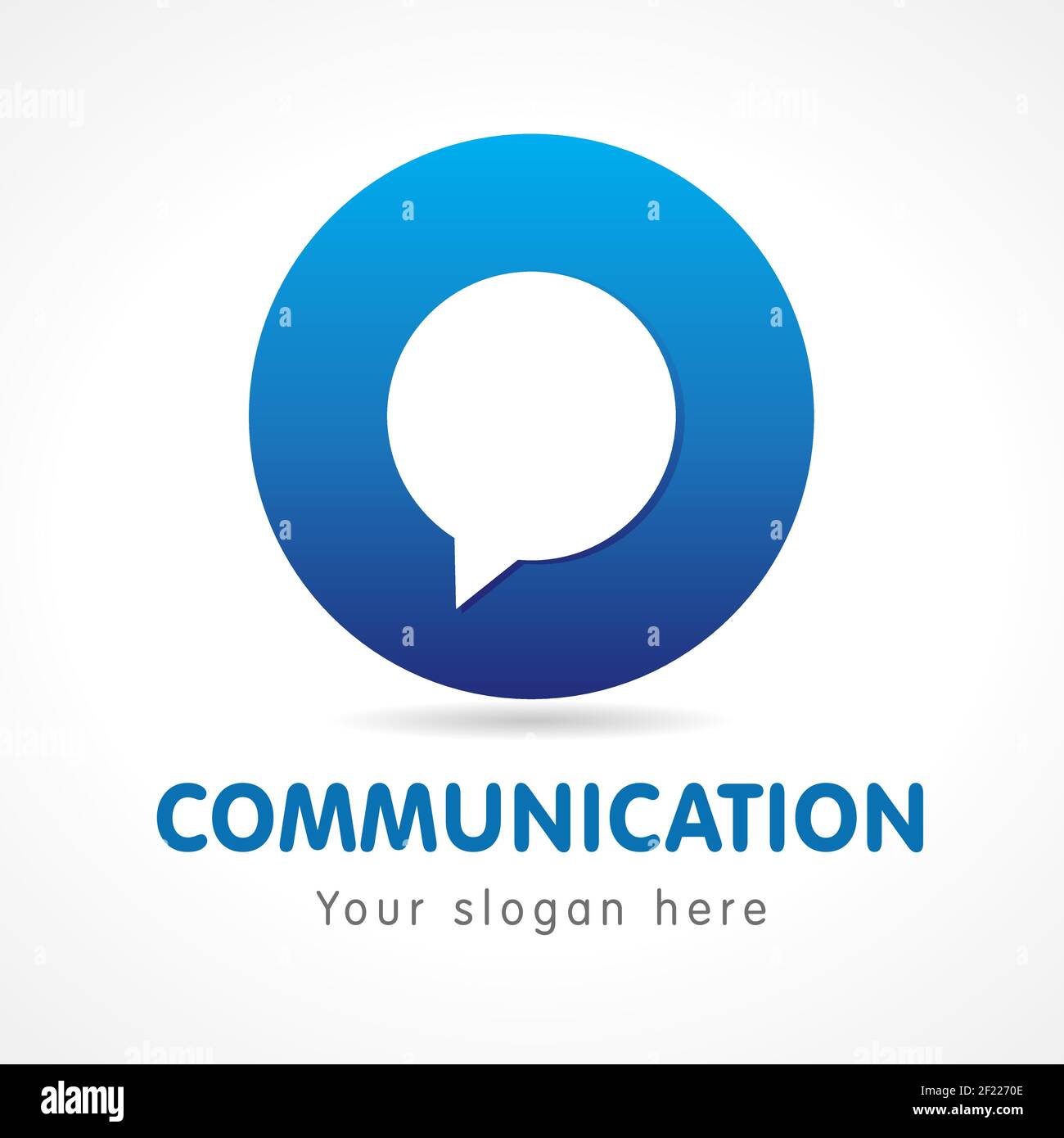 O lettre de communication logo. Consultation en affaires ou en éducation, affiche de volume bleue. FAQ, I.Q., contactez-nous, paramètres de l'ordinateur ou du smartphone, parlez Illustration de Vecteur