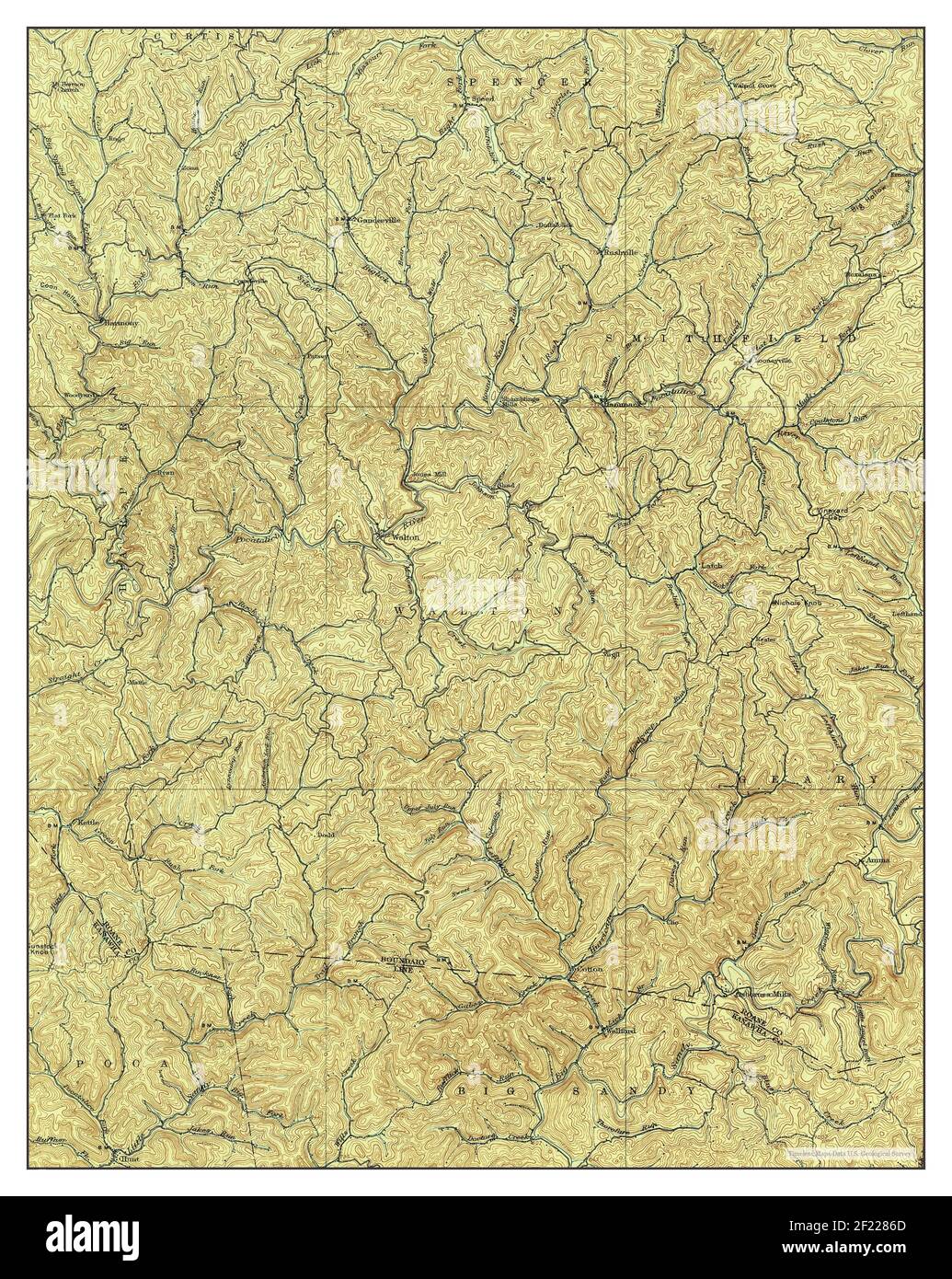 Walton, Virginie occidentale, carte 1907, 1:62500, États-Unis d'Amérique par Timeless Maps, données U.S. Geological Survey Banque D'Images