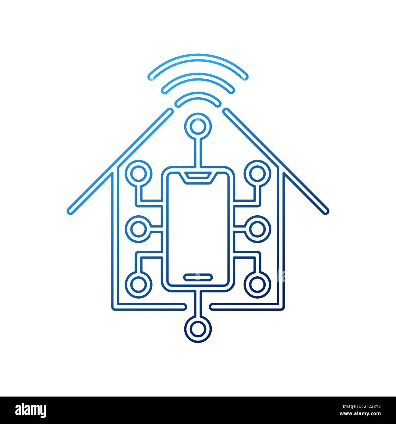 Icône Smart Home Connection logo illustration du design Vector. Icône du logo Smart Home avec concept de connexion sans fil. Smart House Vector Icon plat tendance Illustration de Vecteur
