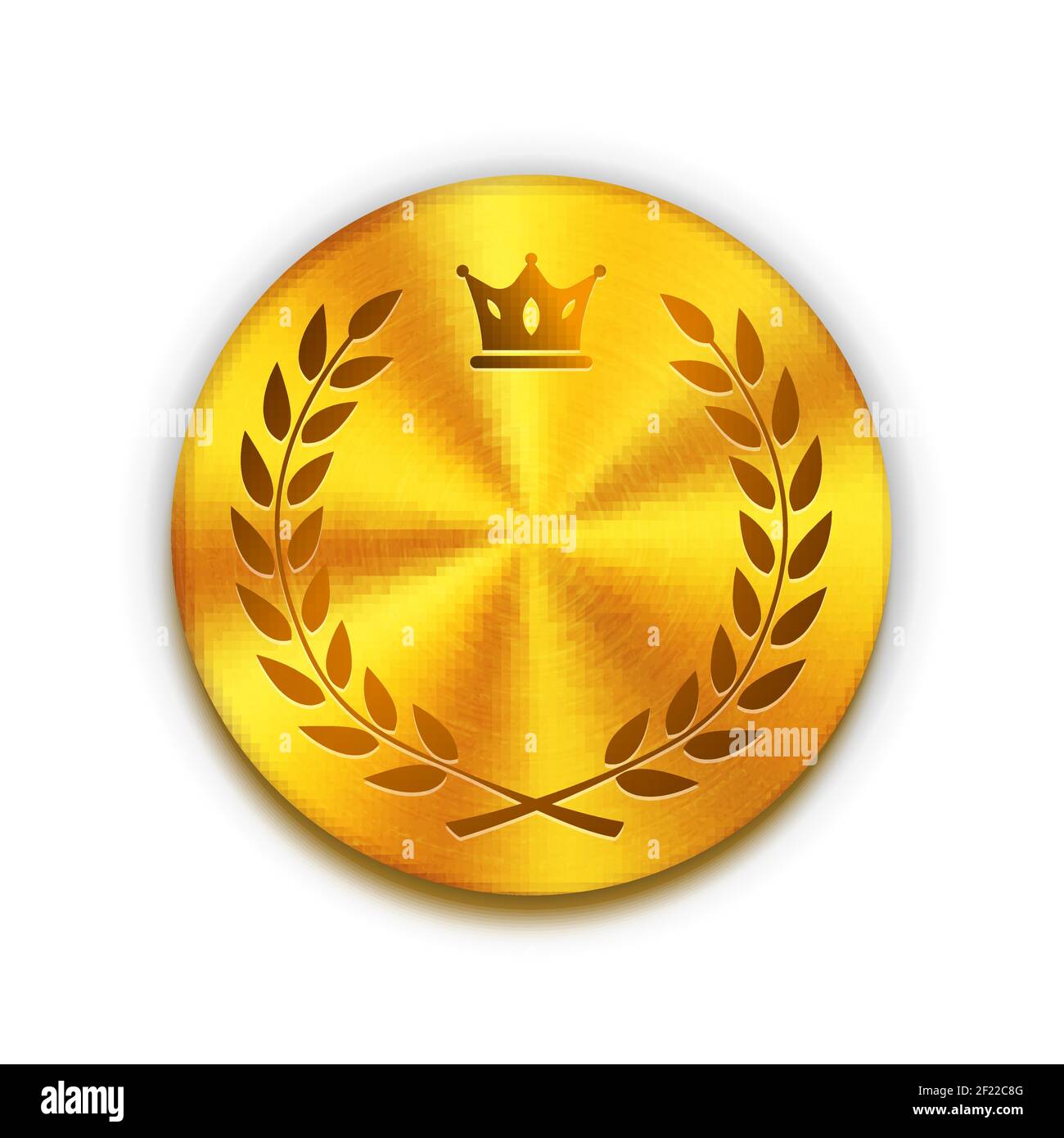 Videz le bouton en métal doré texturé avec la couronne et la couronne. Modèle pour logo, badge ou bouton. Illustration vectorielle Illustration de Vecteur