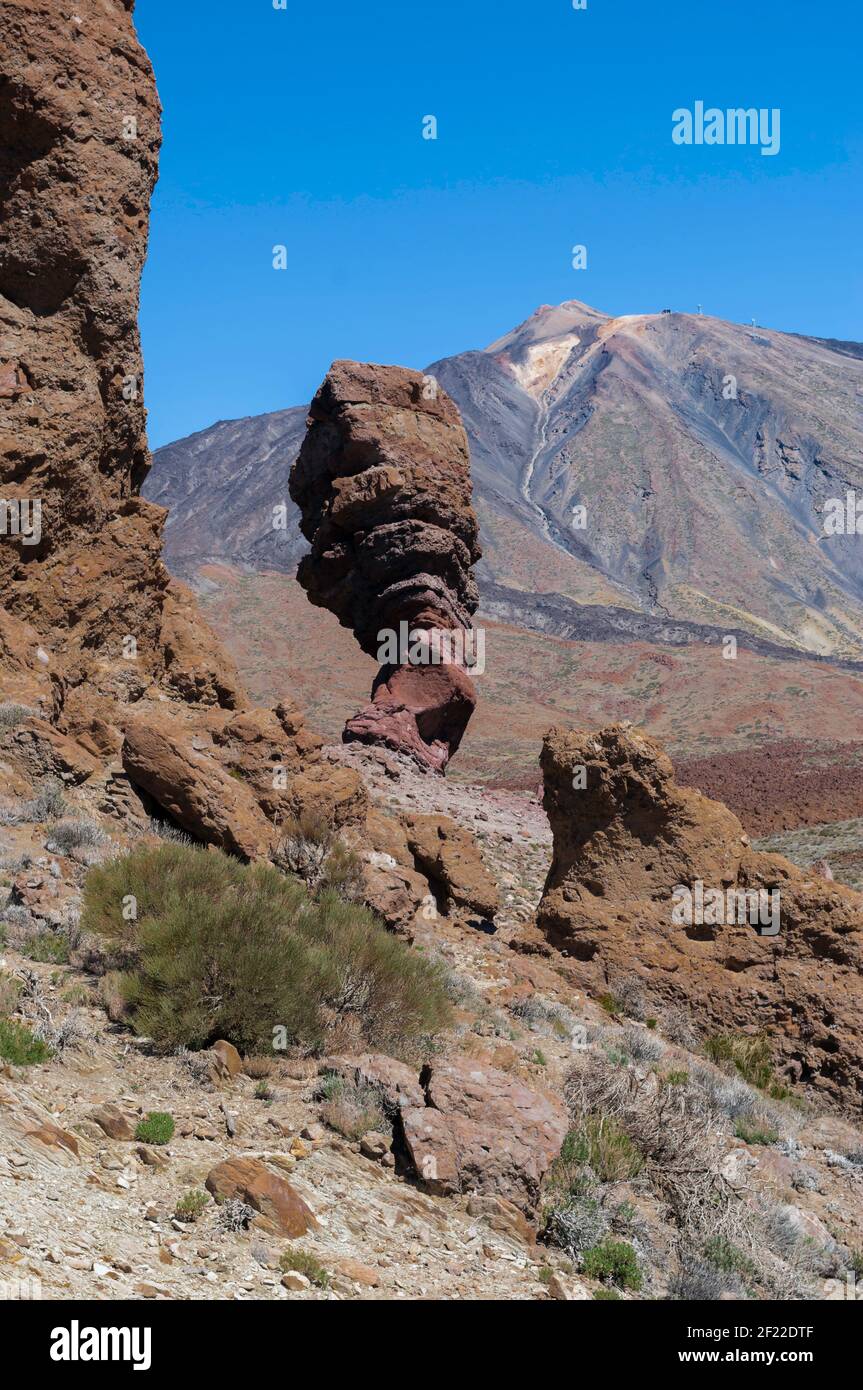 Roques de García, formation rocheuse sur l'île espagnole des Canaries de Ténérife sous le volcan Teide. Banque D'Images