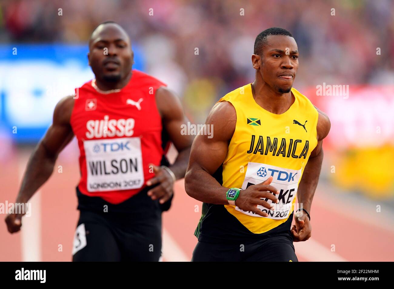 Yoan Blake (JAM) participe à 100 mètres hommes lors des Championnats du monde d'athlétisme 2017, au Stade Olympique, à Londres, Royaume-Uni, 2e jour, Le 5 août 2017 - photo Julien Crosnier / KMSP / DPPI Banque D'Images