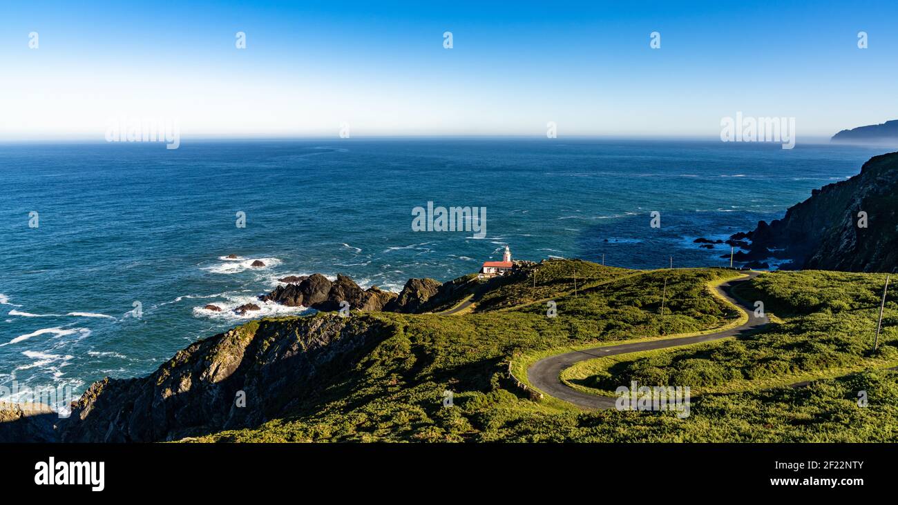 Vue sur le phare de Candieira en Galice Banque D'Images