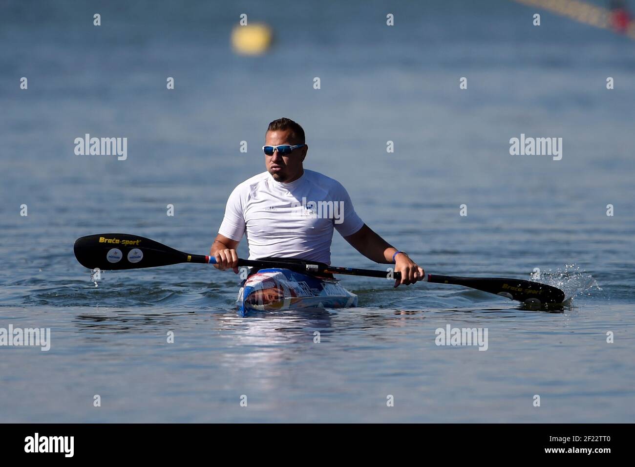 Remy Boulle, de France, participe à KL1 Men 200m lors des Championnats du monde de Sprint Canoe 2017 d'ICF à Racice, République Tchèque, jour 1, 23 août 2017 - photo Jean-Marie Hervio / KMSP / DPPI Banque D'Images