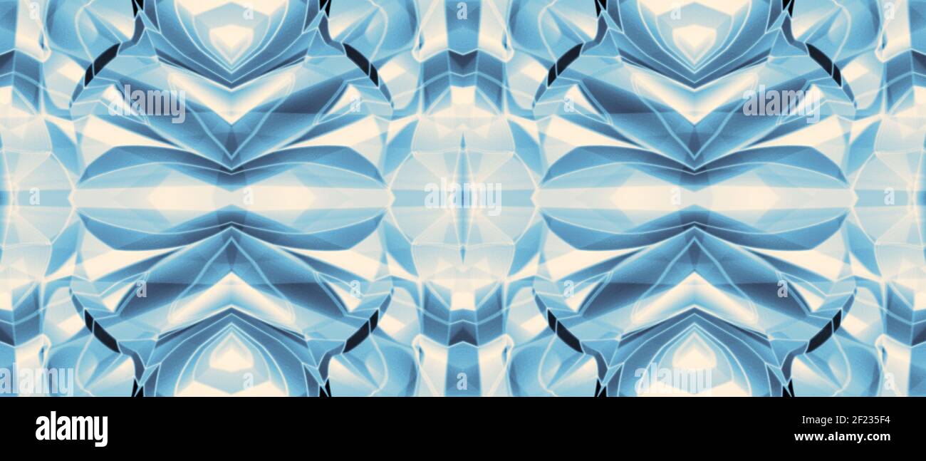 Arrière-plan technologique avec motif géométrique bleu. Effet kaléidoscope, composition symétrique. Conception abstraite pour la bannière Web, le site Web, la page d'arrivée Banque D'Images