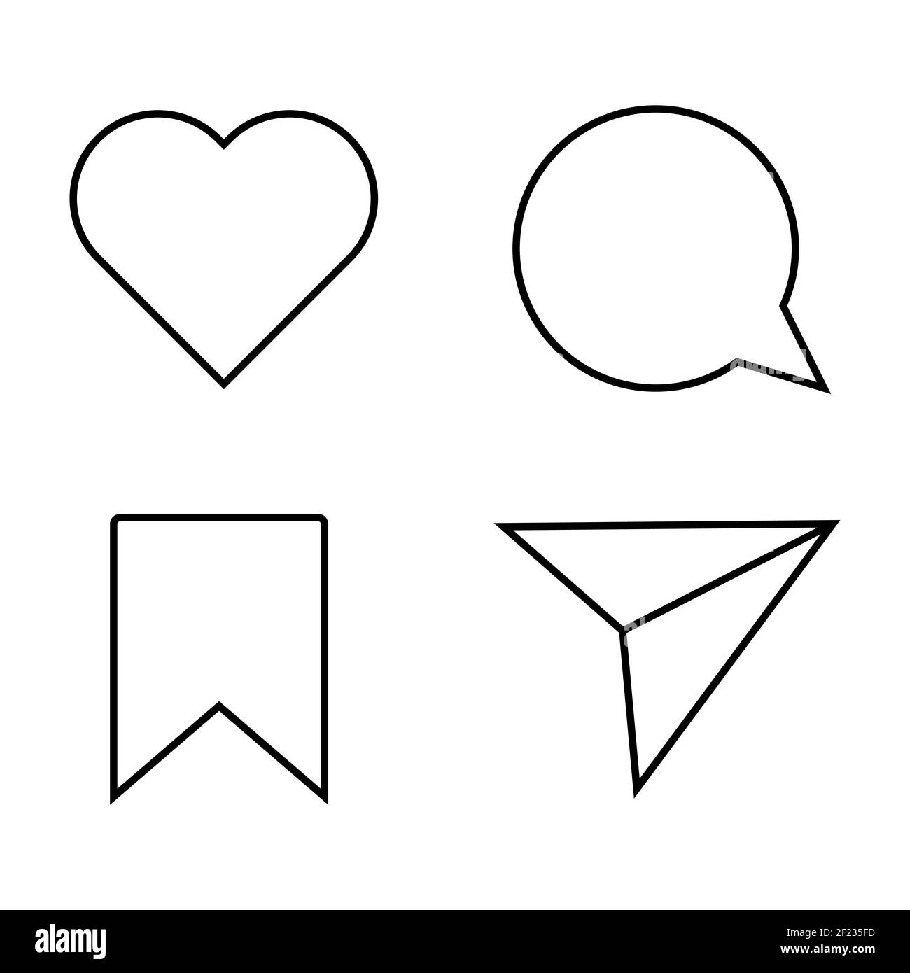 Icônes des réseaux sociaux. Aimer, commenter, partager, Enregistrer. Icône Web Flat Illustration de Vecteur