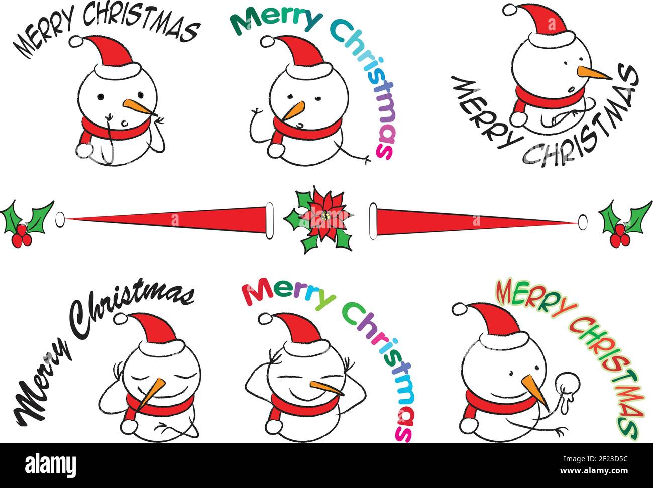 ensemble d'émoticônes de bonhomme de neige vector Illustration de Vecteur