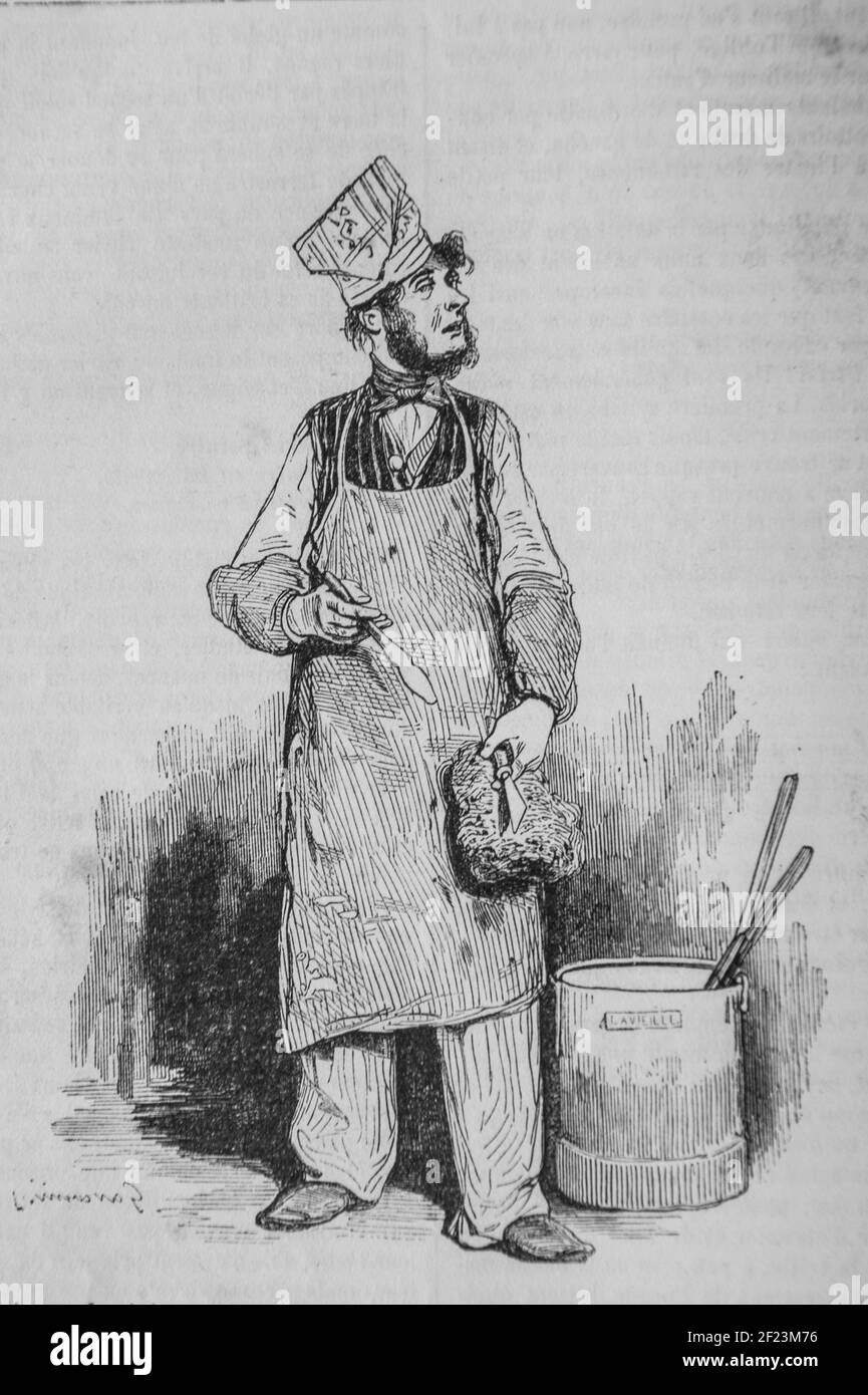 le vitrier peintre, les français peints par eux-memes,eiteur n.j. philippart 1861 Banque D'Images