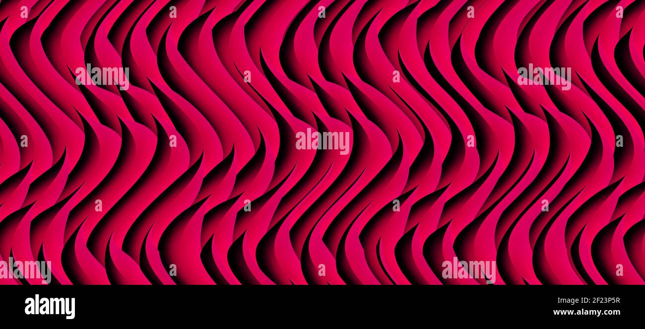 Motif ondulé rouge violet vif. Arrière-plan des lignes courbes du volume Banque D'Images