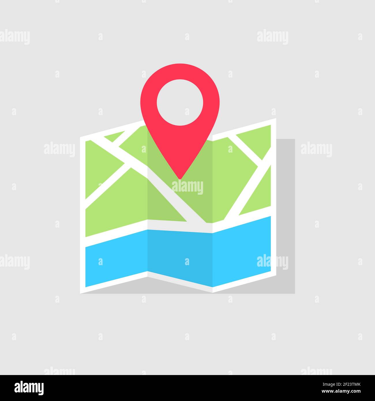 Le sens de déplacement sur la carte est indiqué par un pointeur rouge. Carte avec symbole de pointeur. Navigateur ou guide. Illustration vectorielle EPS 10 Illustration de Vecteur