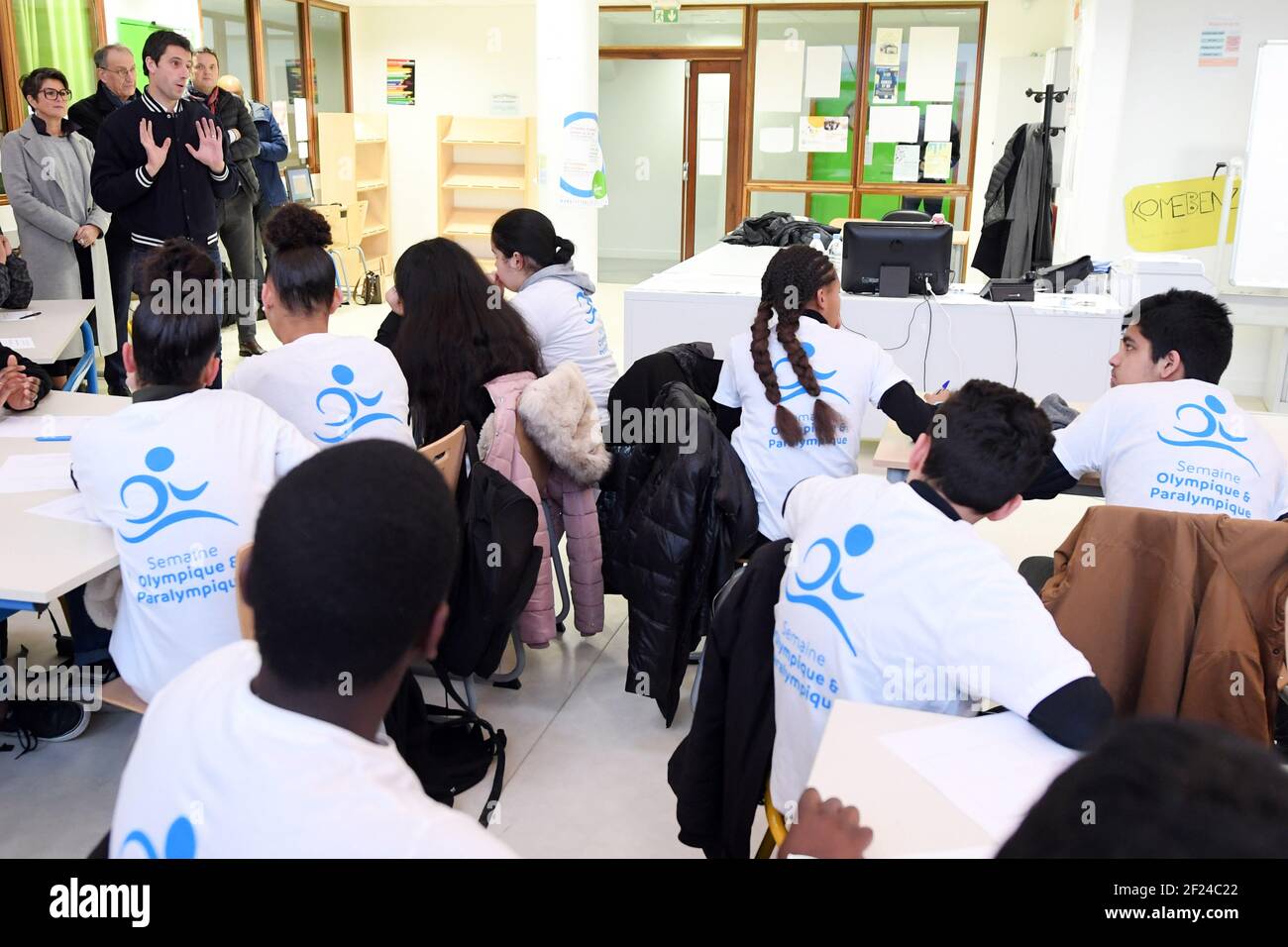 Pendant la semaine olympique et paralympique au Collège Dora Maar, à Saint Denis, France, le 4 février 2019 - photo Philippe Millereau / KMSP / DPPI Banque D'Images