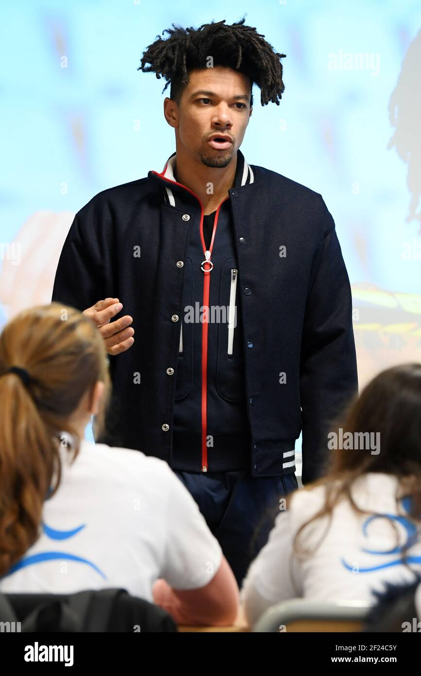 Pendant la semaine olympique et paralympique au Collège Dora Maar, à Saint Denis, France, le 4 février 2019 - photo Philippe Millereau / KMSP / DPPI Banque D'Images