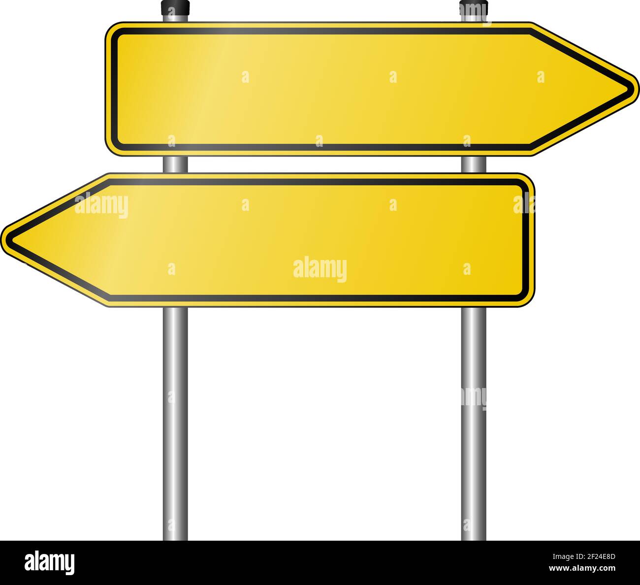 Panneau de signalisation jaune utilisé en Allemagne, pointant dans les deux directions avec un espace pour le texte, illustration vectorielle réaliste Illustration de Vecteur
