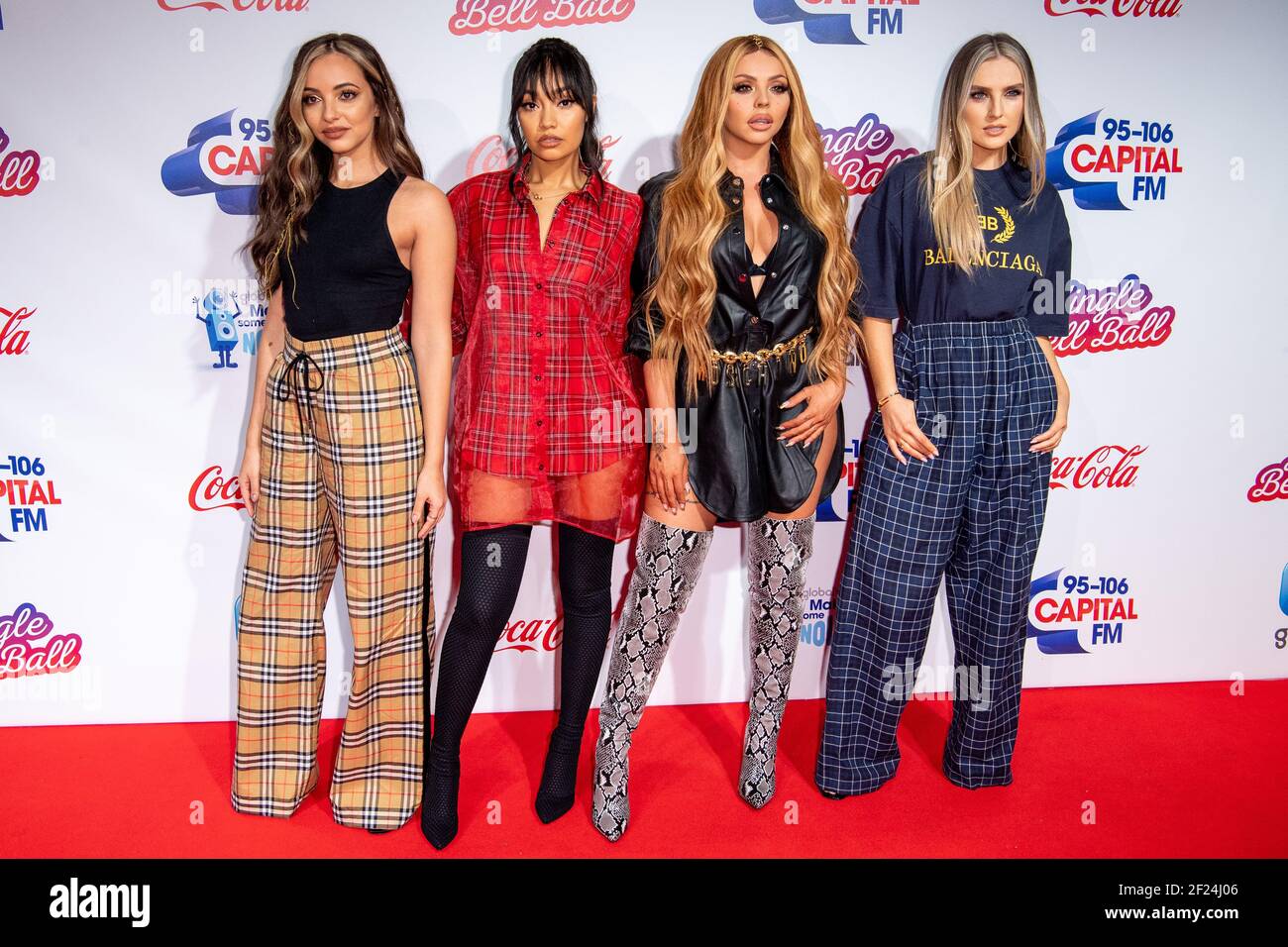 Londres, Royaume-Uni. 9 décembre 2018. Jade Thurlow, Leigh Anne Pinnock, Jesy Nelson, Perrie Edwards de Little Mix pendant la deuxième journée du Jingle Bell ball 2018 de Capital avec Coca-Cola à l'O2 Arena, Londres Banque D'Images