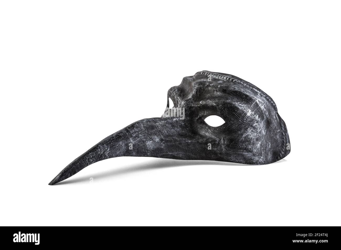 Ancien masque d'oiseau isolé sur fond blanc avec masque de découpe Banque D'Images