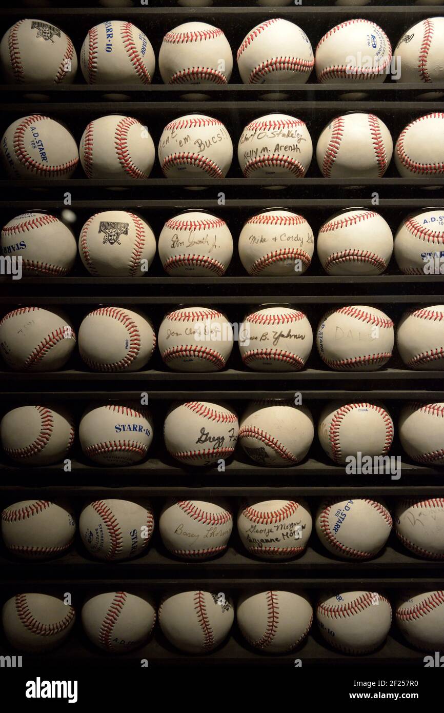 Balles de baseball, Heinz History Center, Pittsburgh, Pennsylvanie Banque D'Images