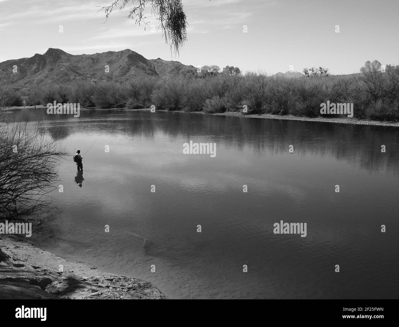 Scènes le long de la rivière Salt, dans la région de Phon D Sutton, dans la forêt nationale de Tonto, près de Mesa, en Arizona. Les images en noir et blanc capturent les étoiles Banque D'Images