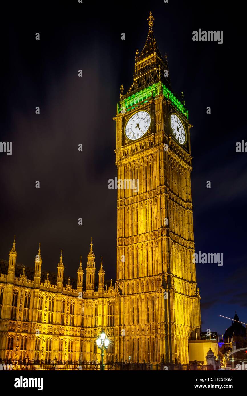 Vue de Big Ben à la nuit Banque D'Images