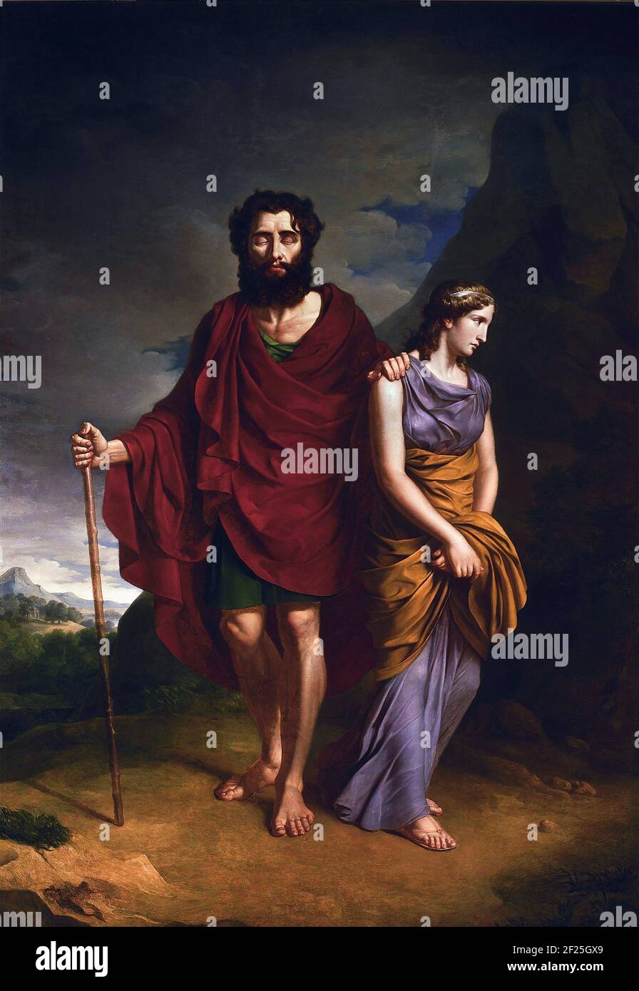 Oedipus et Antigone par Antoni Brodowski (1784-1832), huile sur toile, 1828 Banque D'Images