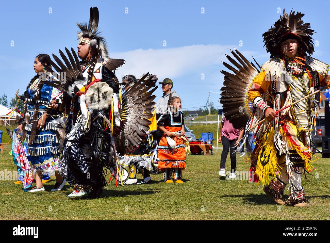 Danseurs, cérémonie autochtone Pow-Wow, Nord du Québec, Canada Banque D'Images