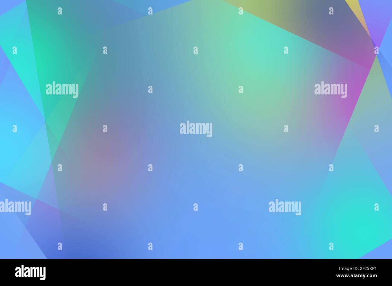 Une belle illustration de formes géométriques se chevauchant avec des dégradés en violet, bleu, vert et or. Banque D'Images