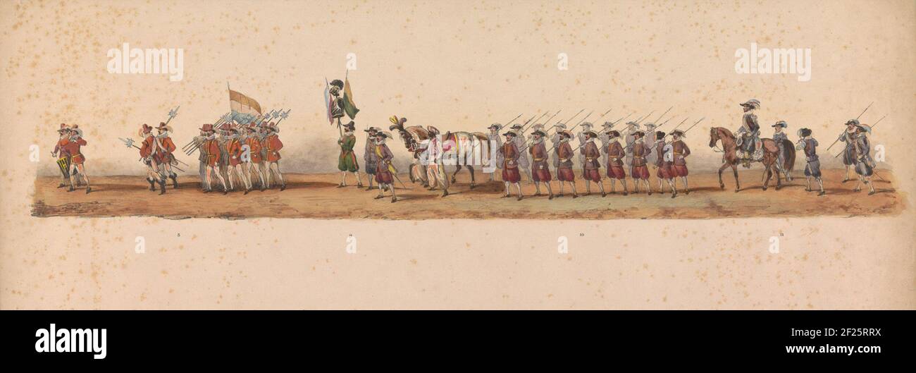 Procession historique au deuxième centenaire de l'Université des sciences appliquées d'Utrecht, 1836 (planche 3); Optogtes les armées néerlandaises à Ostende, le 3 juillet 1600, tous les jours après la victoire DE Nieuwpoort; Selon le spectacle couché, donné par les étudiants H, par le centre du deuxième centenaire de l'Utrechtsche Hoogeschool. Den 16 juin 1836.procession costumée historique des étudiants du Hogeschool van Utrecht le 16 juin 1836, à la célébration du deuxième centenaire de l'Université des sciences appliquées d'Utrecht. Le cortège représente l'arrivée de l'armée d'Etat à Ostende le 3 juillet, Banque D'Images