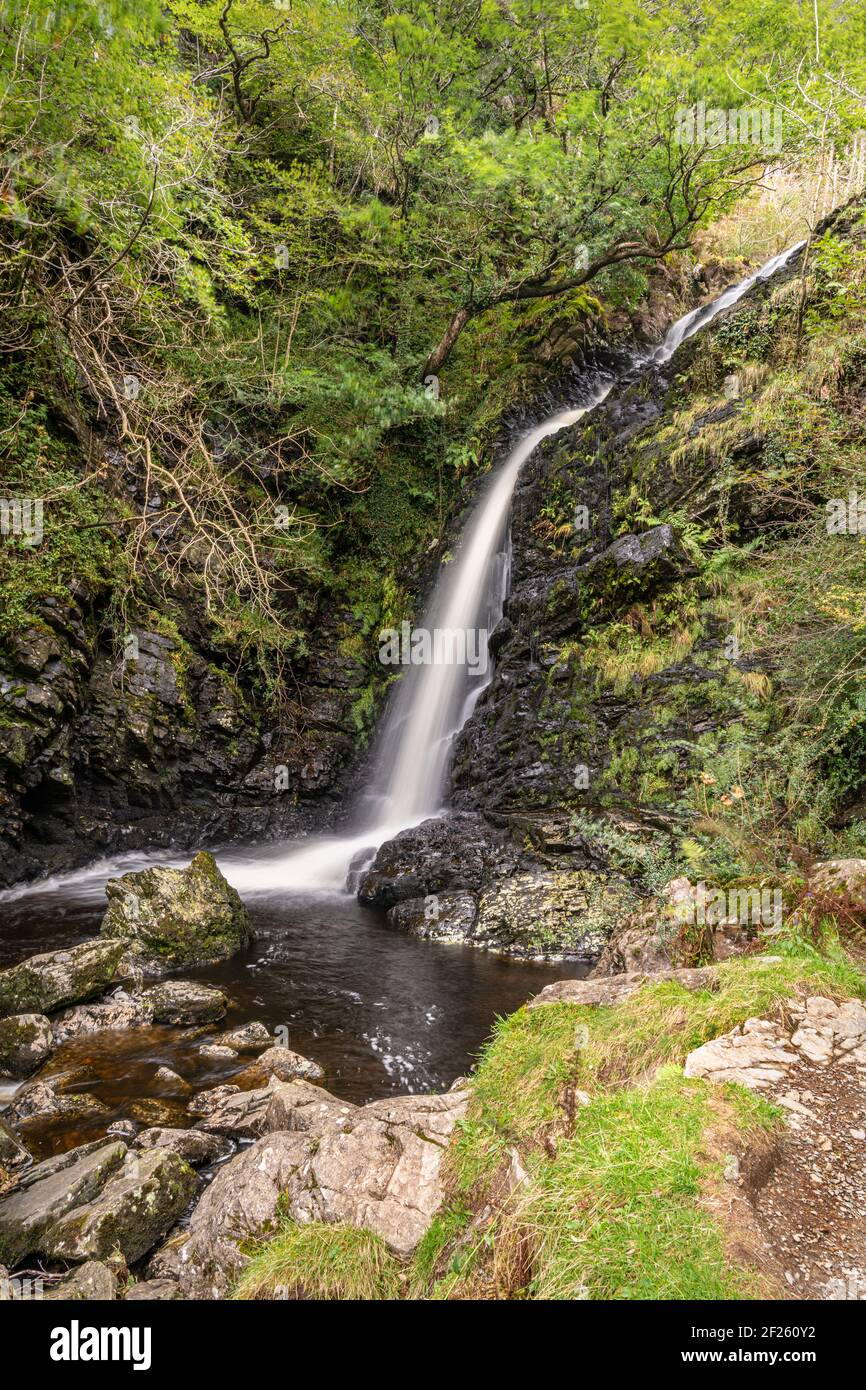 Chute d'eau de la queue de Grey Mare sur la queue de Grey Mare Le parc forestier de Galloway Banque D'Images