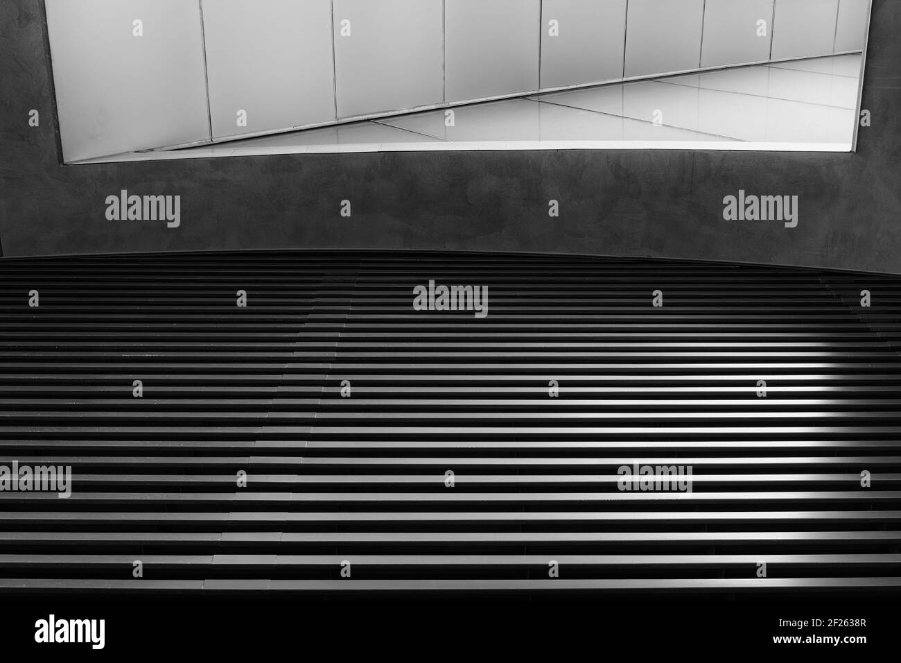 Une section du bâtiment C du World Market Center de Las Vegas, Nevada, en noir et blanc. Banque D'Images