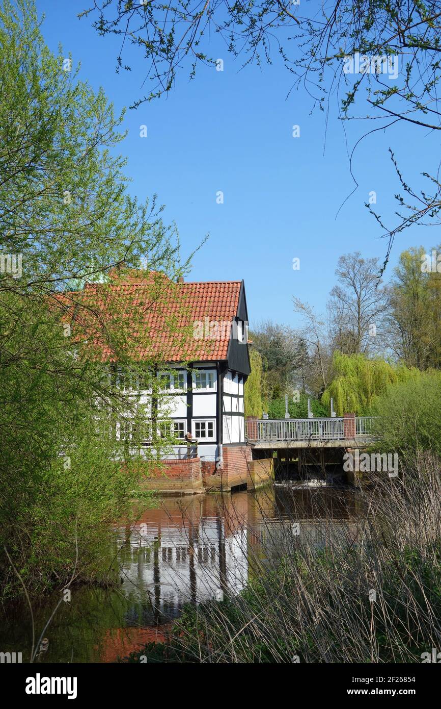 Moulin à eau sur Vechtaer Moorbach Banque D'Images