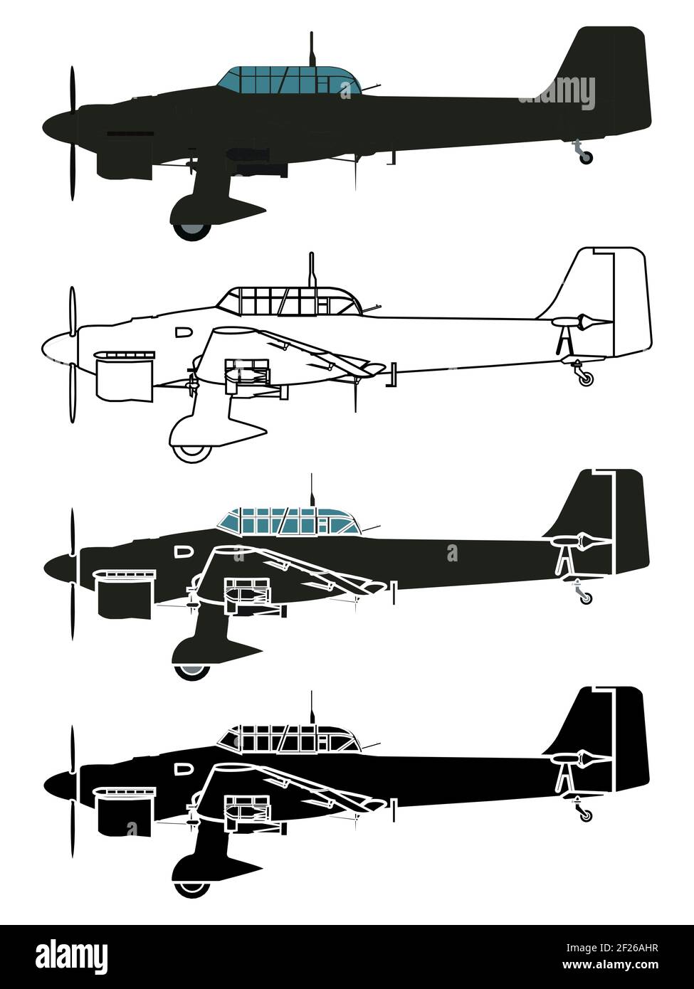 JU 87 Stuka, vue de droite Illustration de Vecteur