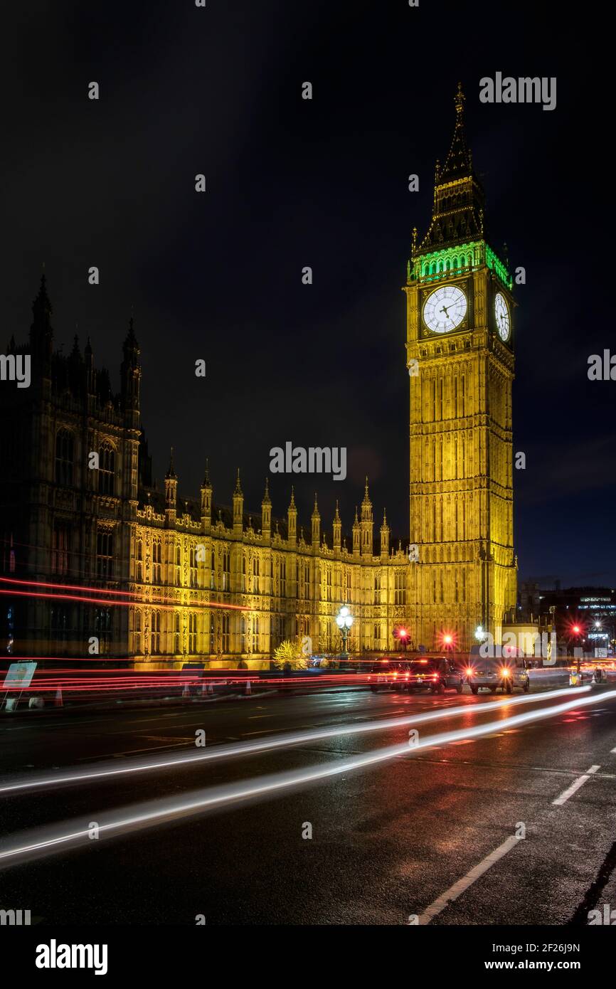 Vue de Big Ben à la nuit Banque D'Images