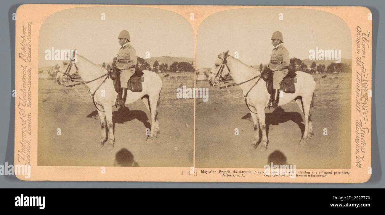 Major-général Français, le leader intrépide de la cavalerie, juste après avoir visité les prisonniers libérés, Pretoria, S.A.. Banque D'Images